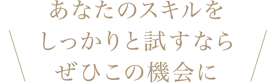 あなたのスキルをしっかりと試すならぜひこの機会に